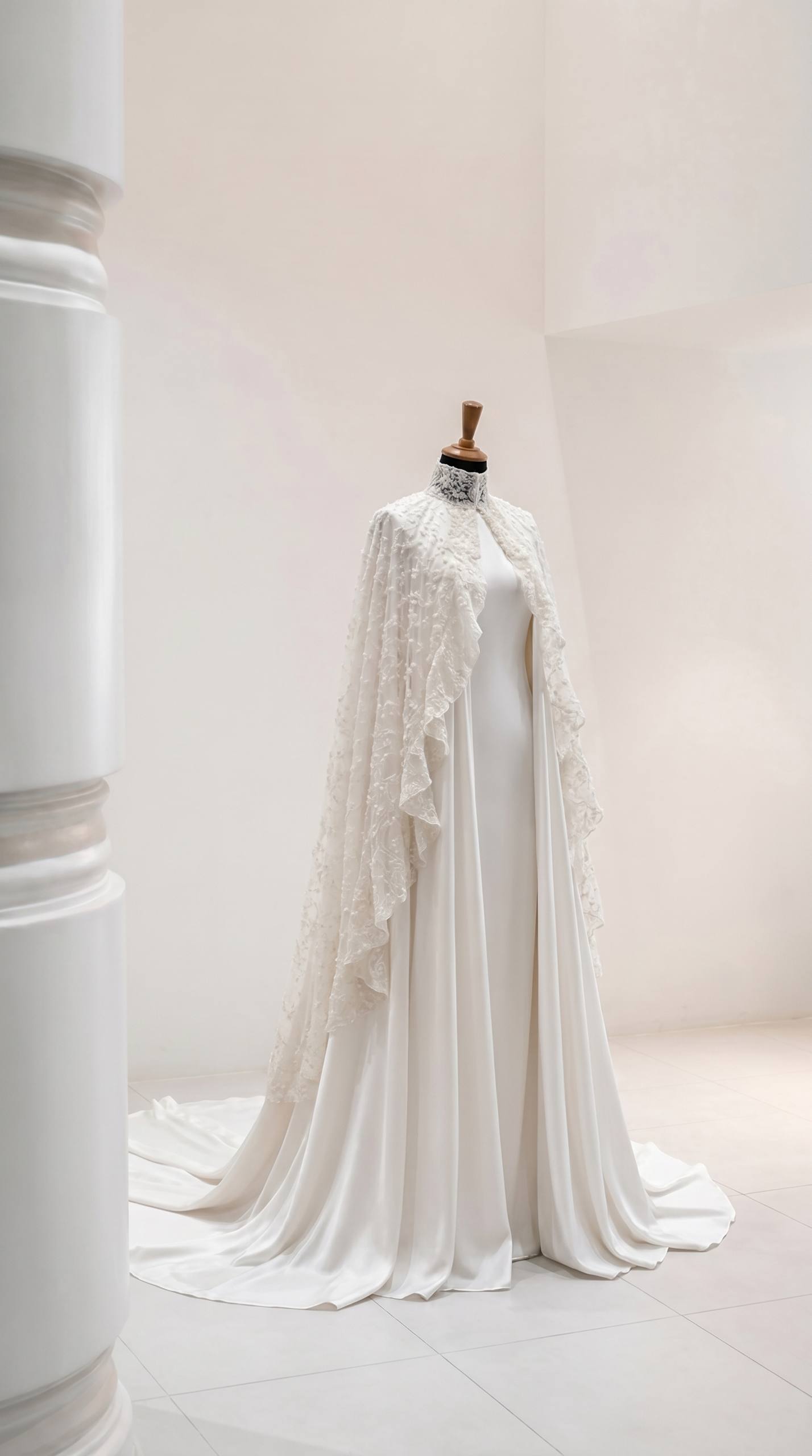 Atelier Lace Mantle gown with hand-embroidered lace detailing