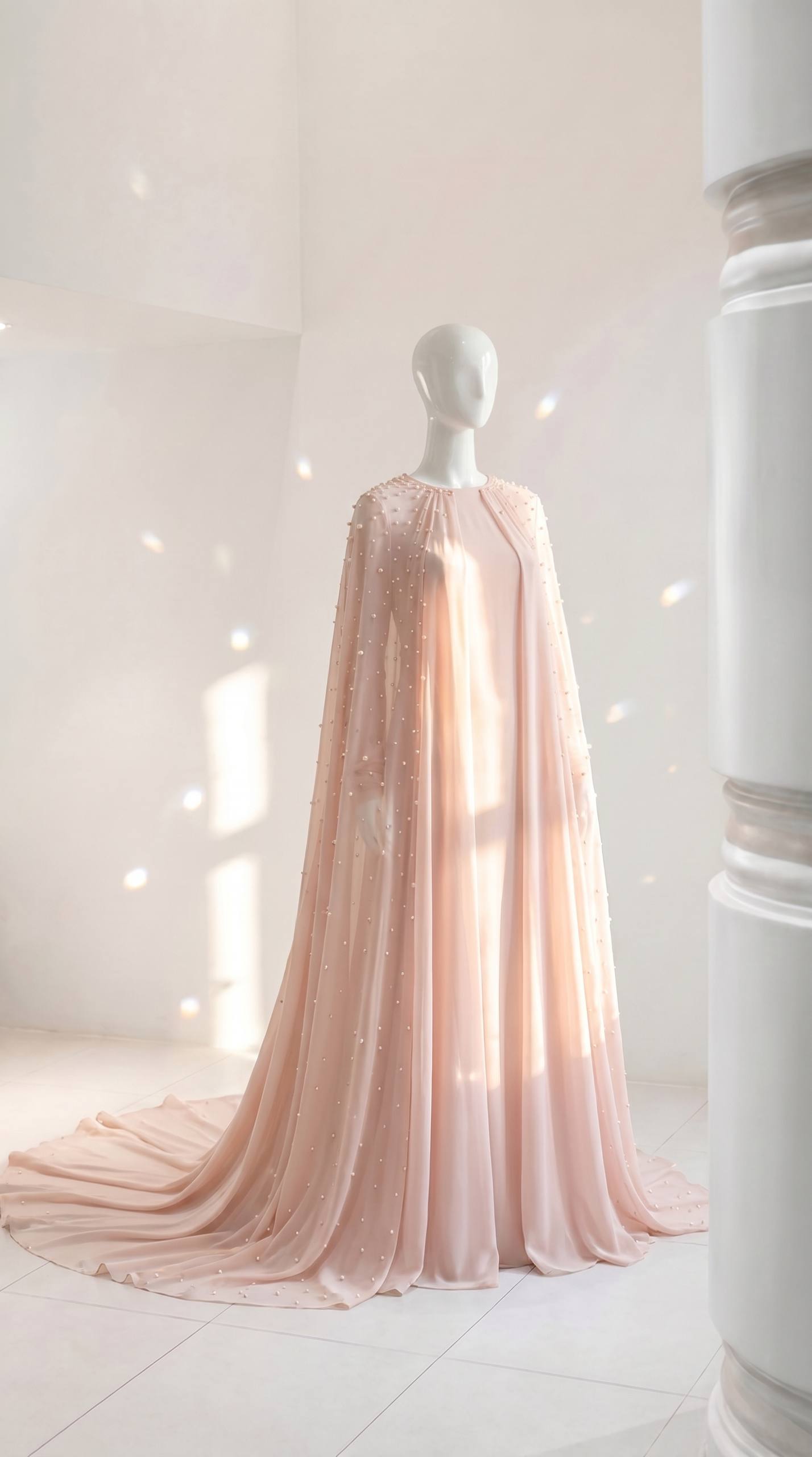 Blush Starlight gown with hand-embroidered beaded details