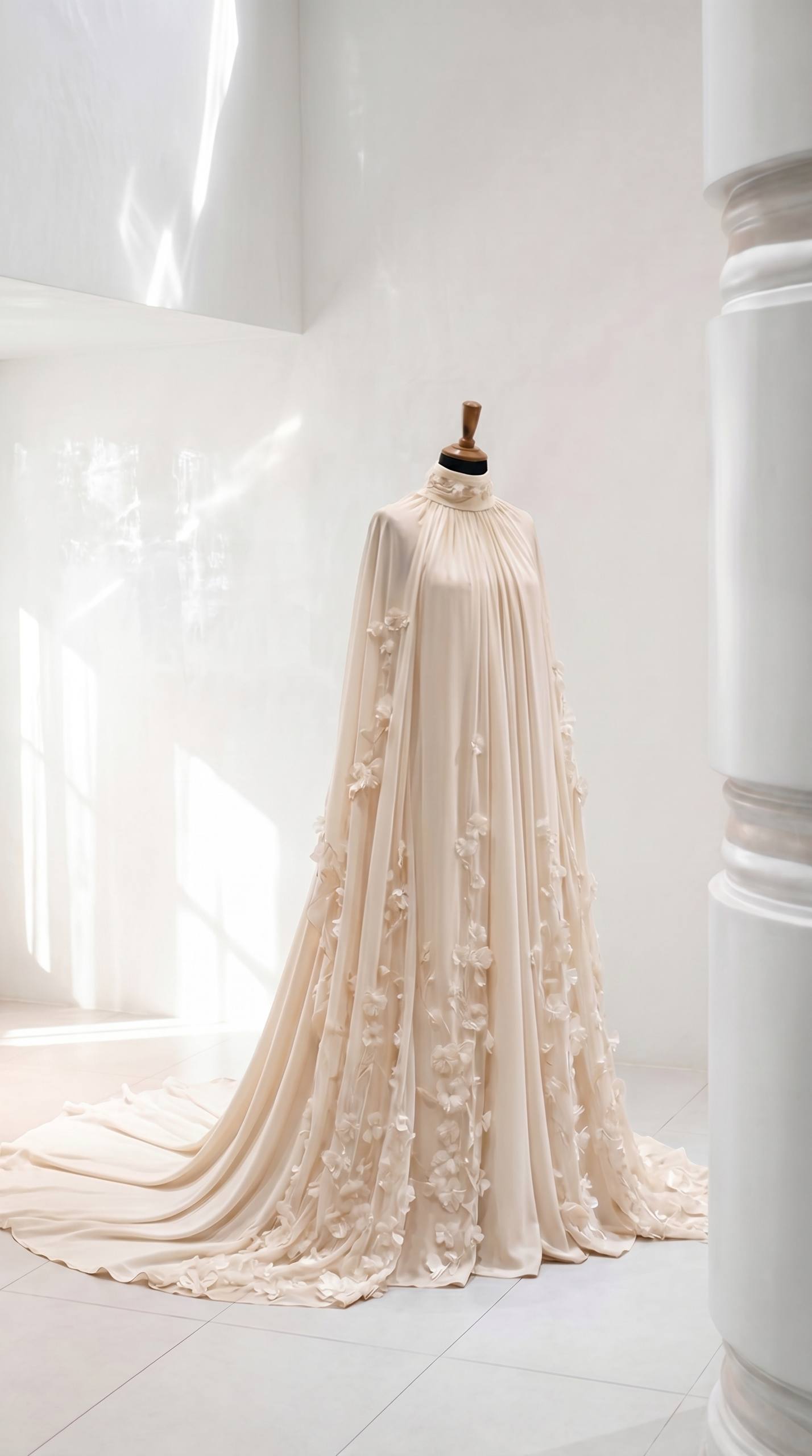 Champagne Bloom gown with hand-embroidered floral applique