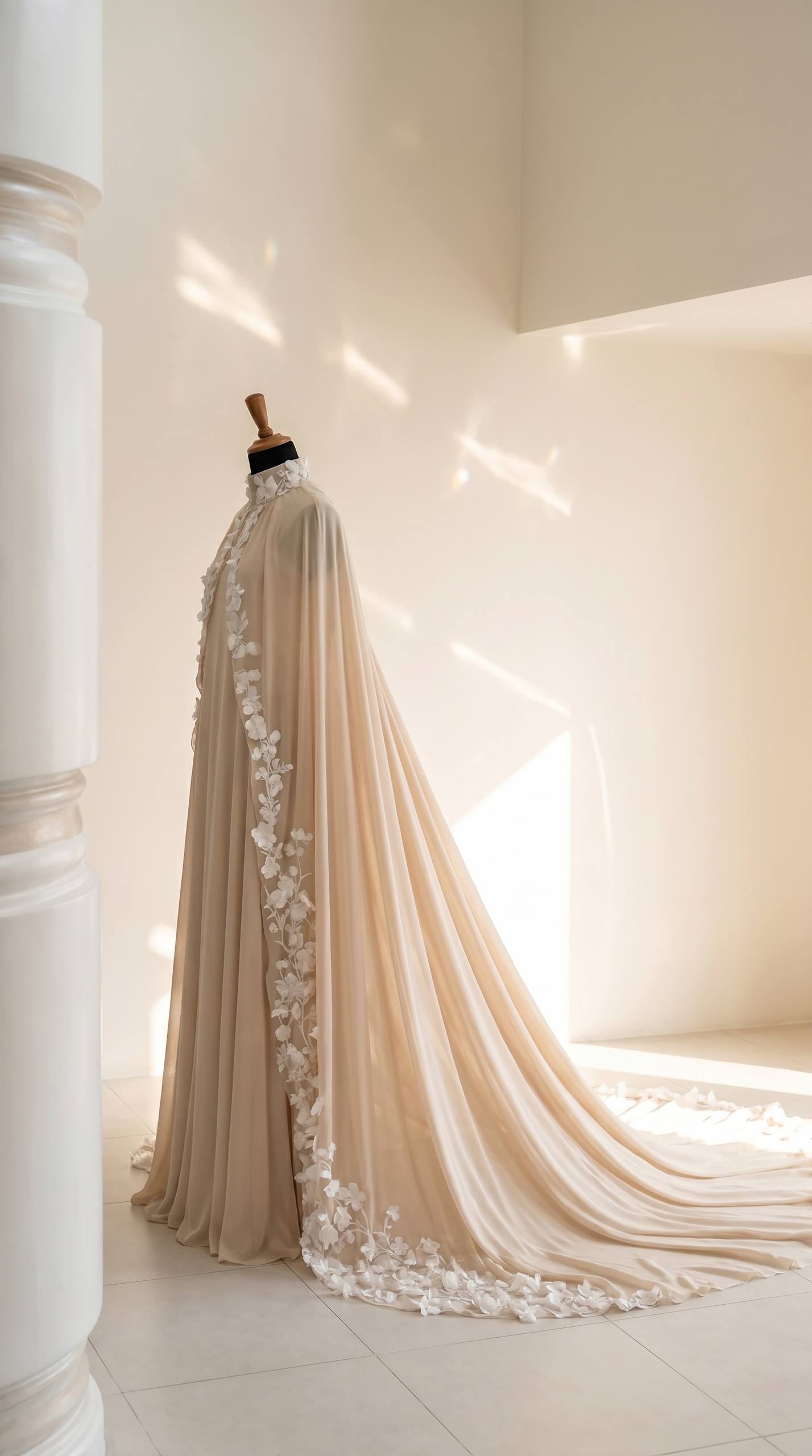 Desert Garden train with hand-embroidered floral edging