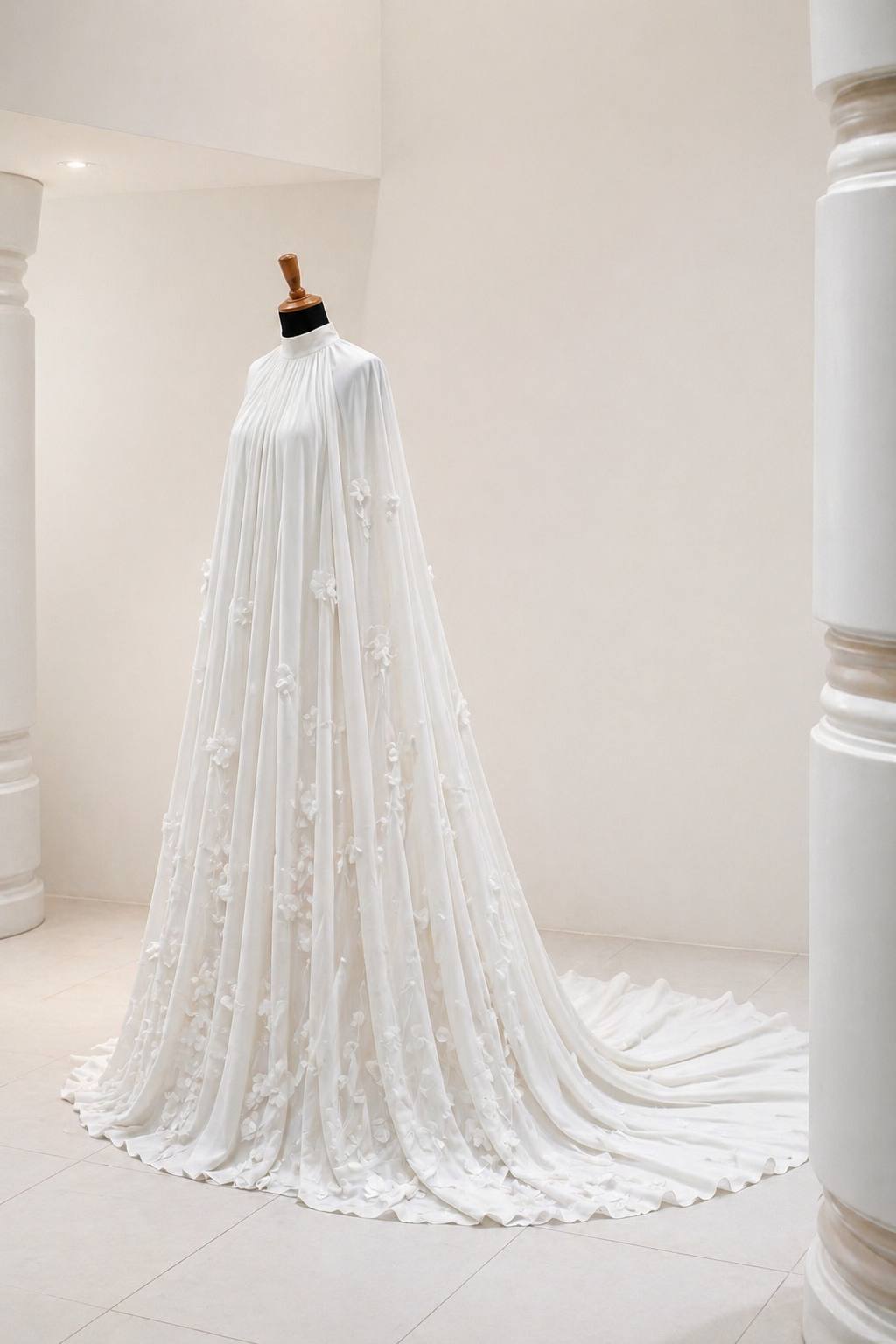 Ivory Petal gown with hand-embroidered floral detailing