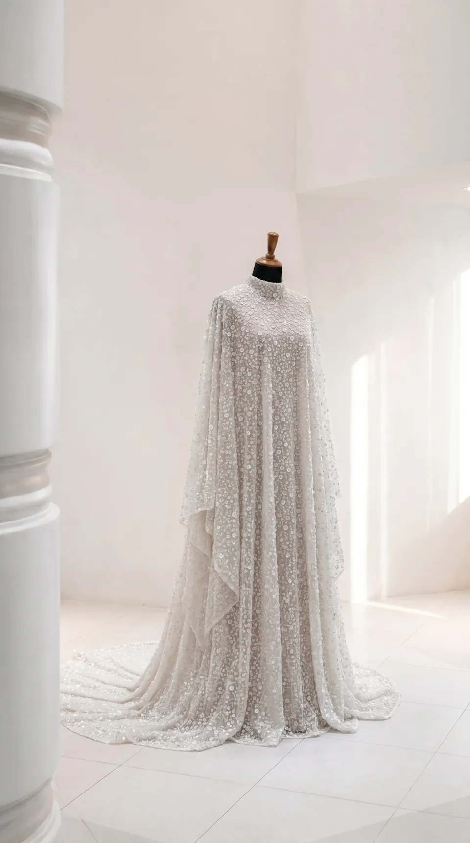 Starlit Lace Gown with luminous beaded texture